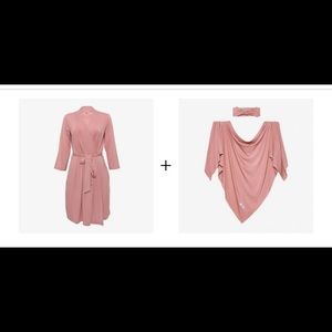 Posh Peanut Maternity Robe w/ matching swaddle. Small - Dusty Pink